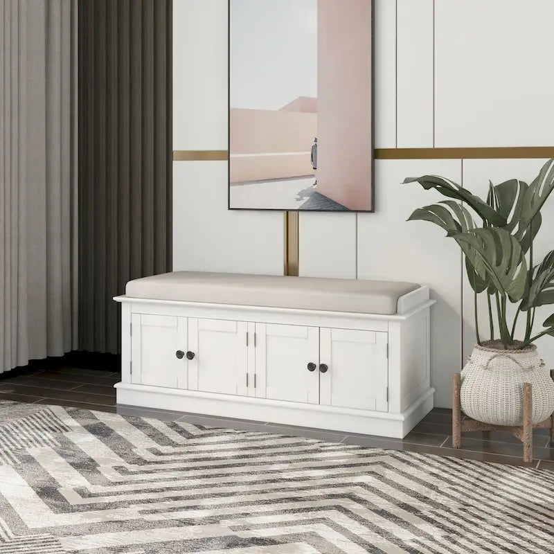 Banc de rangement avec étagères réglables