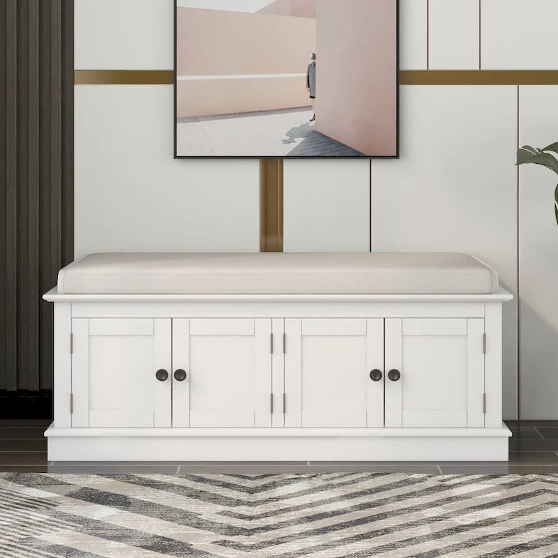 Banc de rangement avec étagères réglables