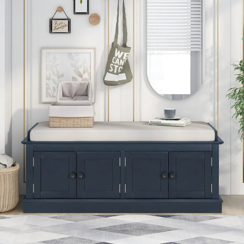 Banc de rangement avec étagères réglables