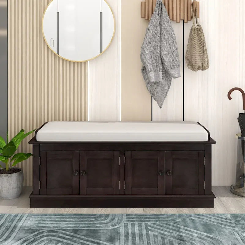 Banc de rangement avec étagères réglables