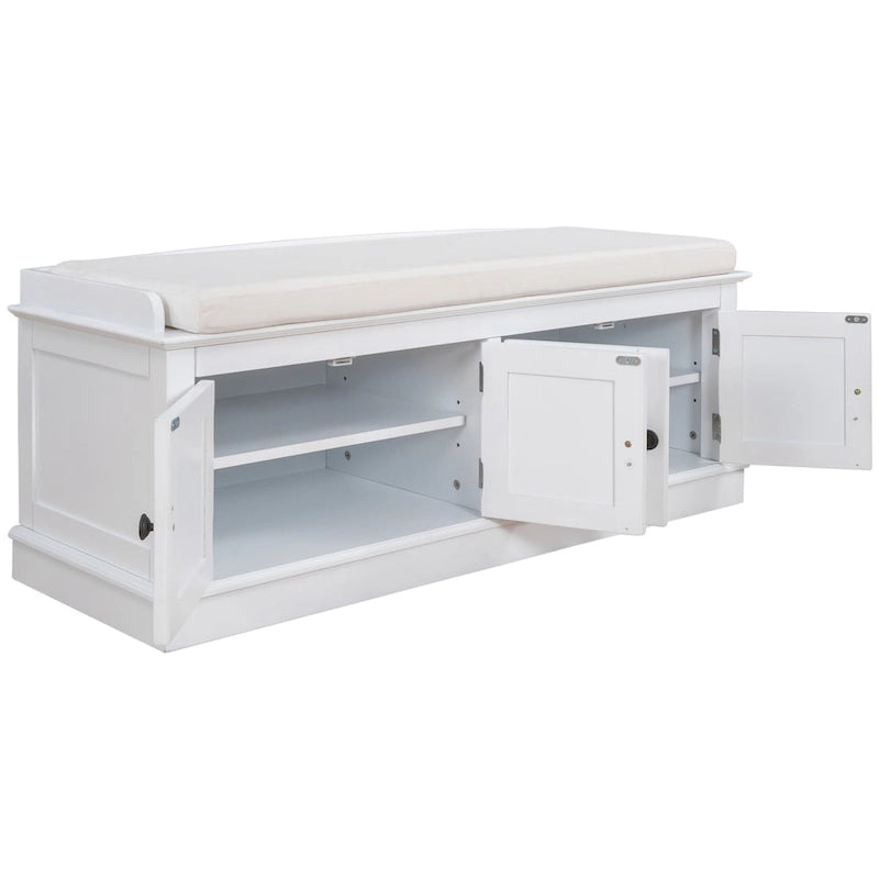 Banc de rangement avec étagères réglables