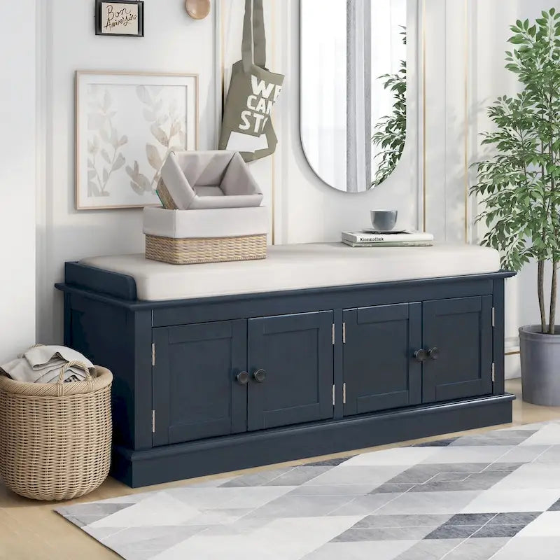Banc de rangement avec étagères réglables
