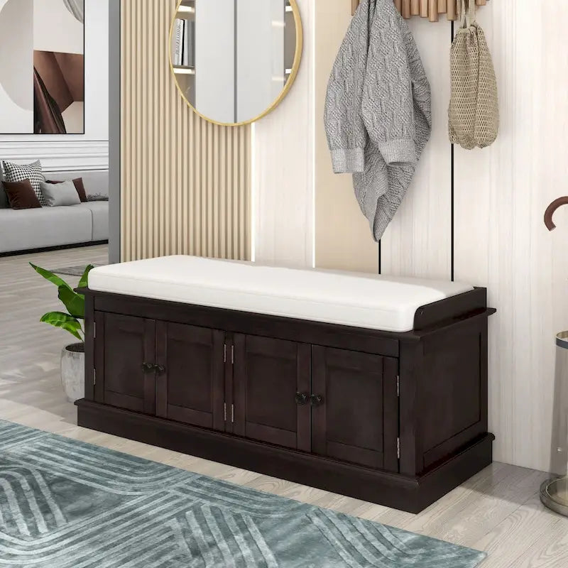 Banc de rangement avec étagères réglables