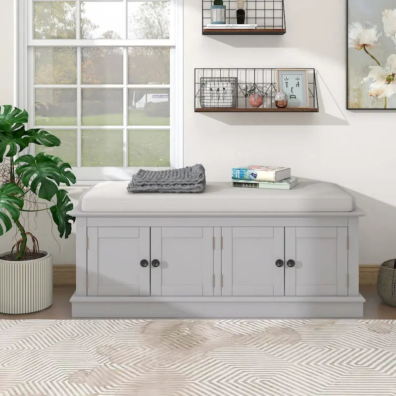 Banc de rangement avec étagères réglables