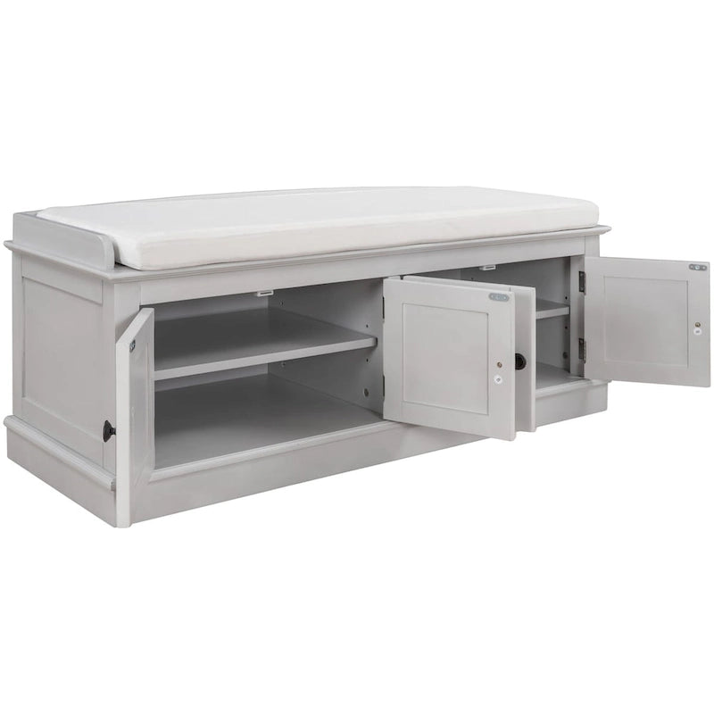 Banc de rangement avec étagères réglables