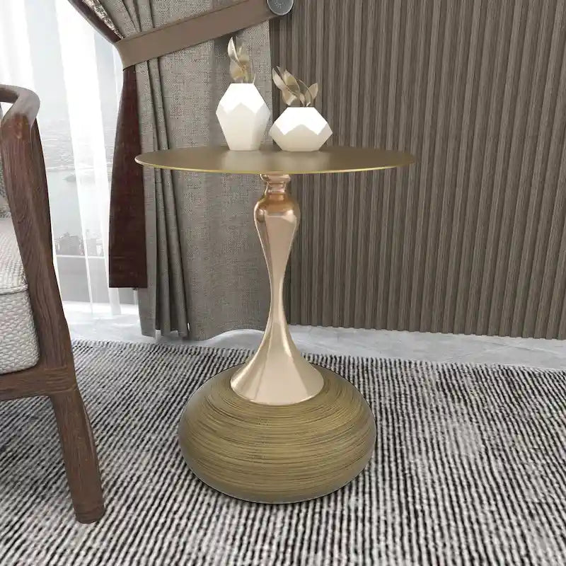 Table d'appoint ronde de 45 cm — Table basse en acier inoxydable doré avec base ronde