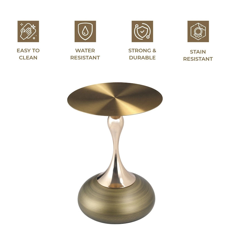 Table d'appoint ronde de 45 cm — Table basse en acier inoxydable doré avec base ronde
