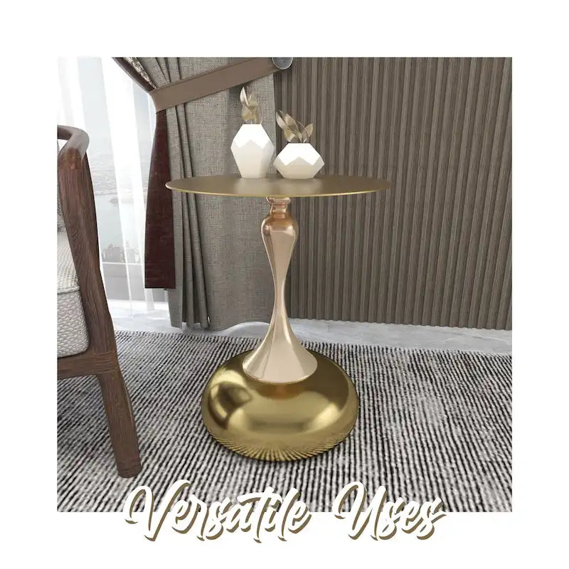Table d'appoint ronde de 45 cm — Table basse en acier inoxydable doré avec base ronde