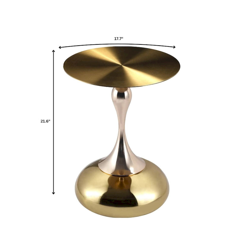 Table d'appoint ronde de 45 cm — Table basse en acier inoxydable doré avec base ronde