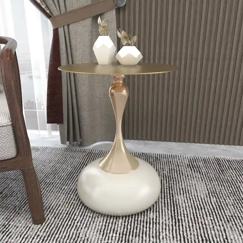Table d'appoint ronde de 45 cm — Table basse en acier inoxydable doré avec base ronde