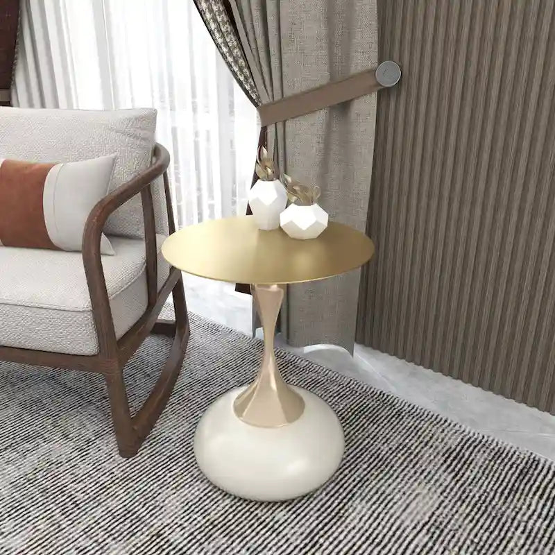 Table d'appoint ronde de 45 cm — Table basse en acier inoxydable doré avec base ronde