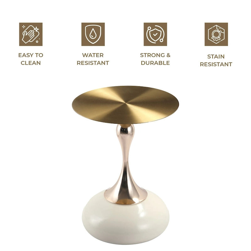 Table d'appoint ronde de 45 cm — Table basse en acier inoxydable doré avec base ronde