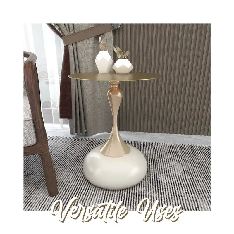 Table d'appoint ronde de 45 cm — Table basse en acier inoxydable doré avec base ronde