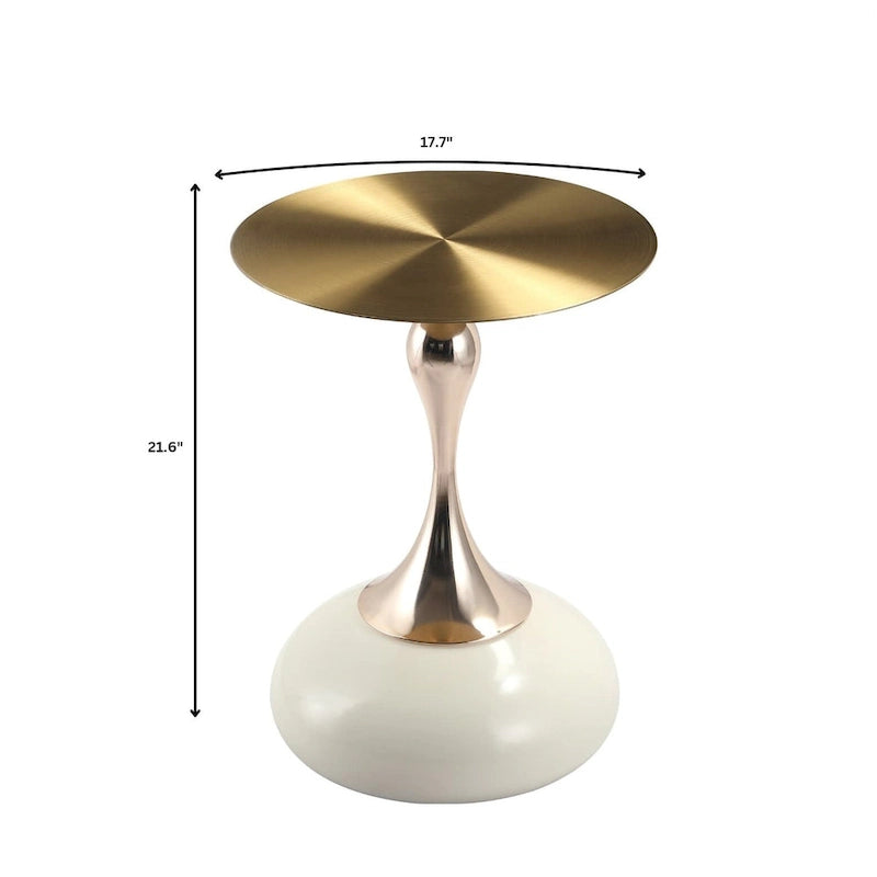 Table d'appoint ronde de 45 cm — Table basse en acier inoxydable doré avec base ronde