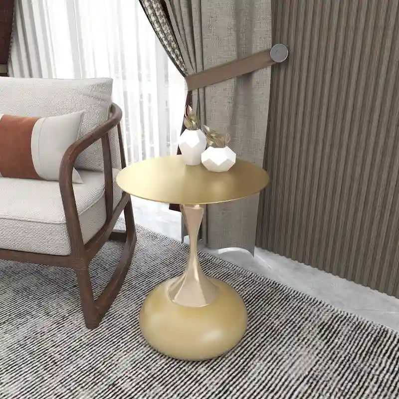Table d'appoint ronde de 45 cm — Table basse en acier inoxydable doré avec base ronde