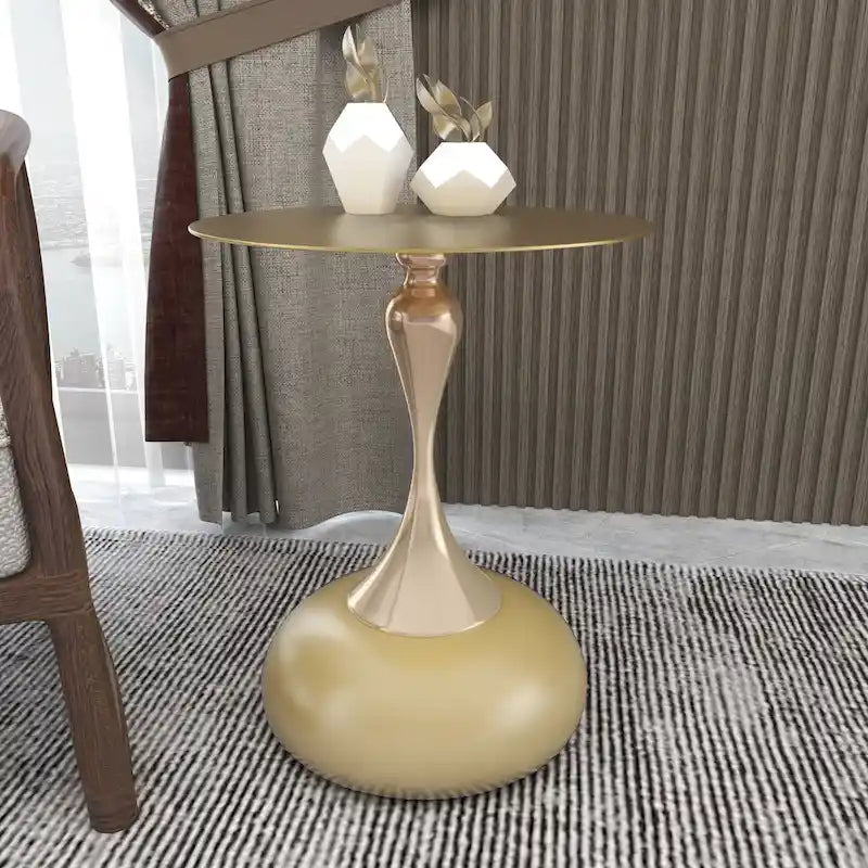 Table d'appoint ronde de 45 cm — Table basse en acier inoxydable doré avec base ronde