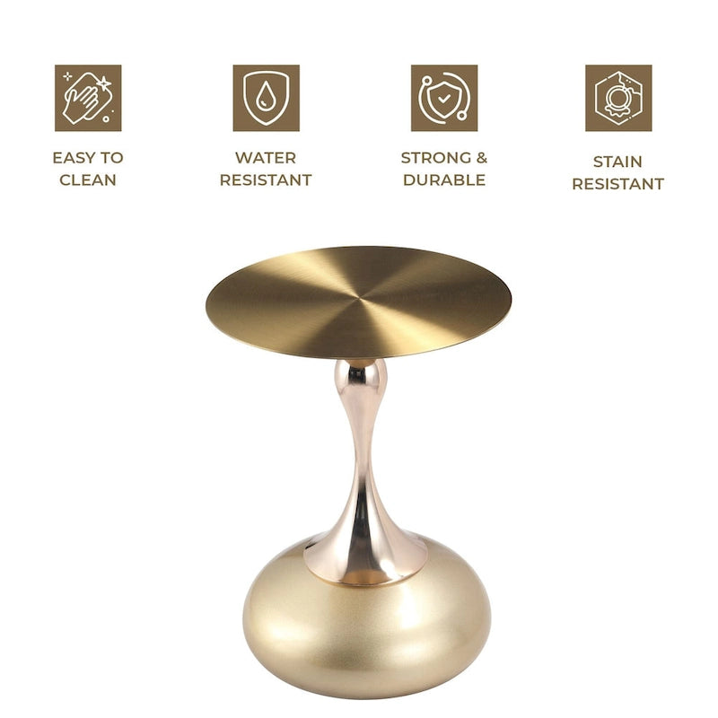 Table d'appoint ronde de 45 cm — Table basse en acier inoxydable doré avec base ronde