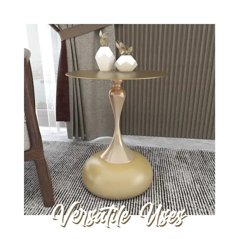 Table d'appoint ronde de 45 cm — Table basse en acier inoxydable doré avec base ronde