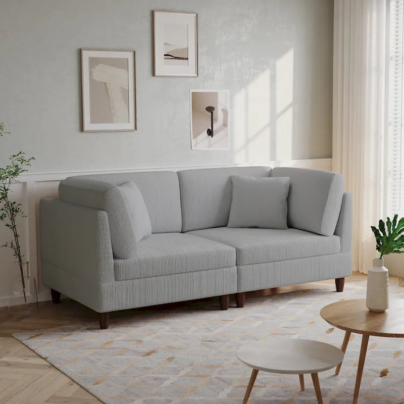 Canapé modulaire en velours côtelé avec oreillers