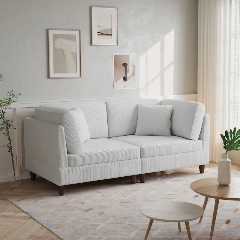 Canapé modulaire en velours côtelé avec oreillers