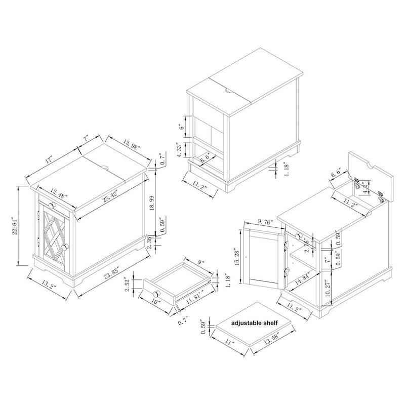 Table d'appoint de chargement avec rangement